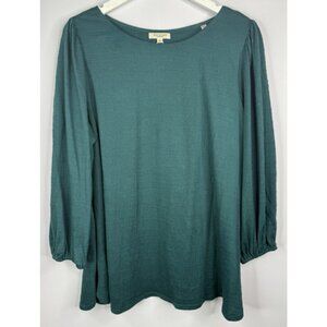 Max Studio Top Womens 2X Green Balloon Sleeves Pullover NEW Holiday Office